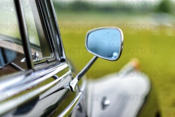 Details of a classic car in a museum