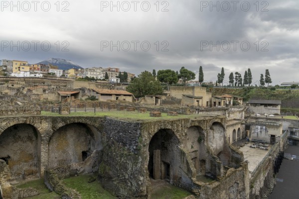 Ercolano, Italy, 25 November, 2023: view of the excavated ancient Roman city of Herculaneum near