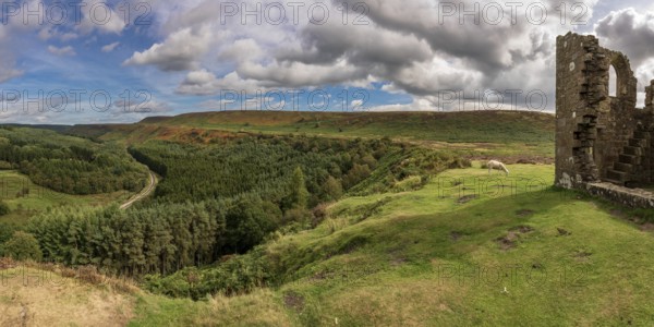 North York Moors landscape, looking over Newtondale with Skelton Tower on the right, seen from the