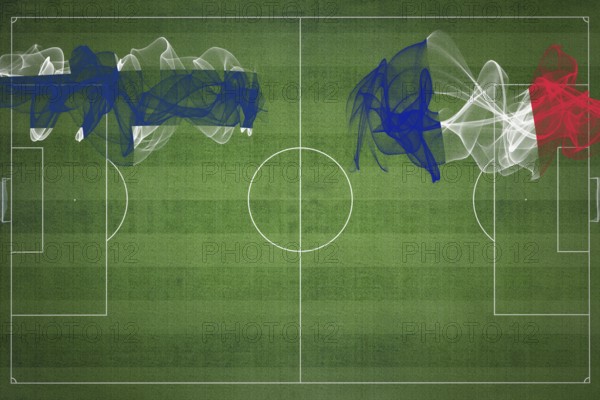 Finland vs France Soccer Match, national colors, national flags, soccer field, football game,
