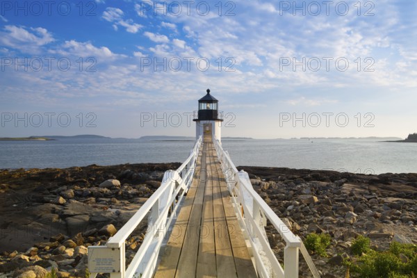 Marshall Point Light as seen from the rocky coast of Port Clyde, Maine