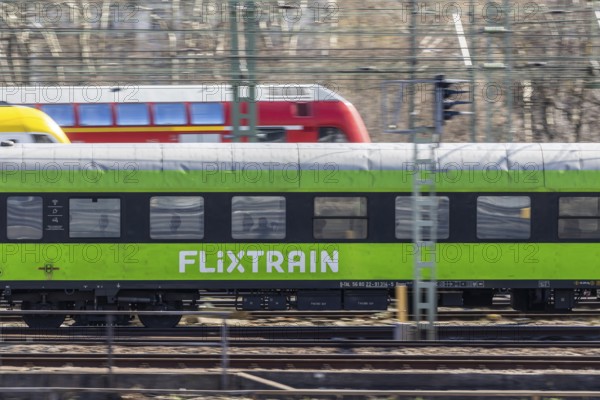 Platform apron at Stuttgart main station with a Flixtrain train. Trains still run here. After