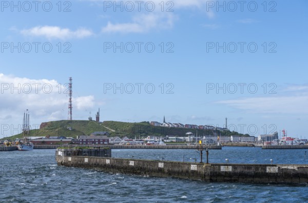 View of the offshore island of Heligoland from the outer harbour, cliff edge, Hlegoländer Oberland,