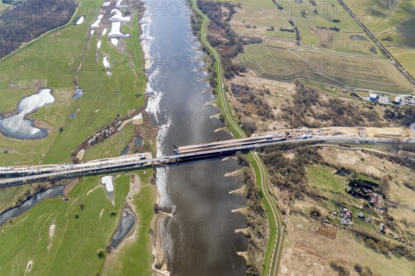 Elbe bridge, Wittenberge, Elbe bridge, state of construction, federal motorway 14, BAB A14, Elbe,