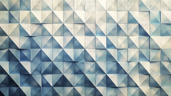 Calm and soft pastel blue 3D geometric triangular pattern with a symmetric design, ai generated, AI