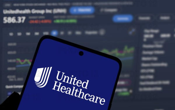Dhaka, Bangladesh- 06 Dec 2024: UnitedHealthcare logo is displayed on smartphone. UnitedHealth
