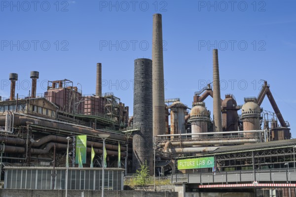 Chimneys, blast furnace group, former steelworks, Völklingen Ironworks, UNESCO World Heritage Site,