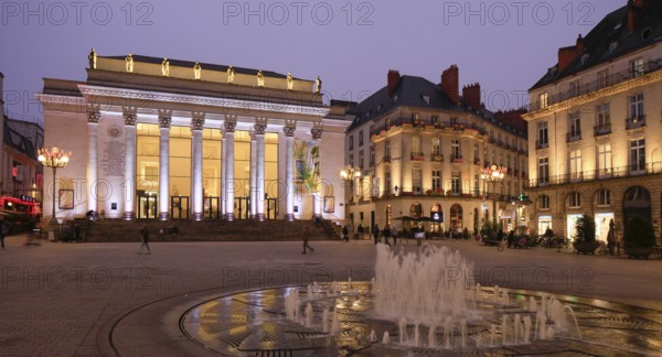 Place Graslin with opera house Theatre Graslin in the evening, Nantes, Departement