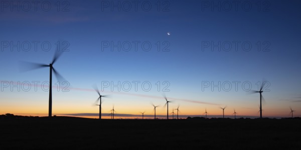 The Bald Hills Wind Farm near Walkerville at dusk in the Bass Coast region of Victoria, Australia,