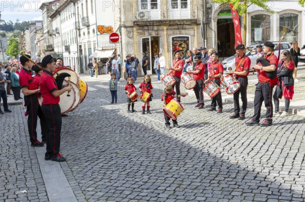 Political rally and march for May Day in city of Guimaraes, Braga district, northern Portugal,