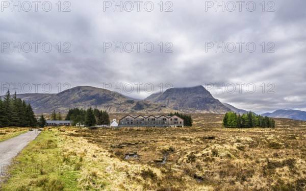 Mountains and Moors over Glen Etive Valley, Glencoe, Highlands, Scotland and Buachaille Etive Mòr,