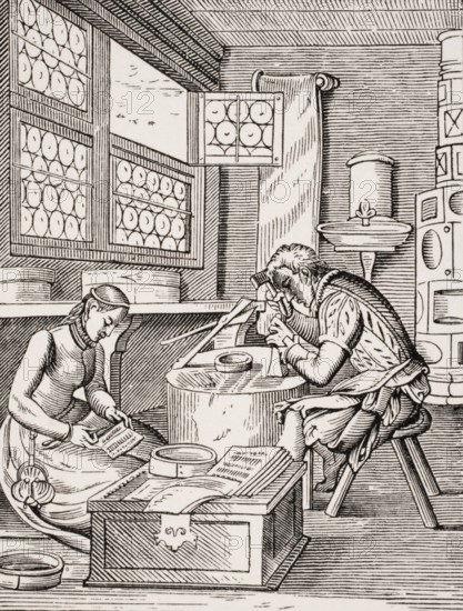 Closure maker. Reproduction of a woodcut from the 16th century by Jost Amman from the 19th century,