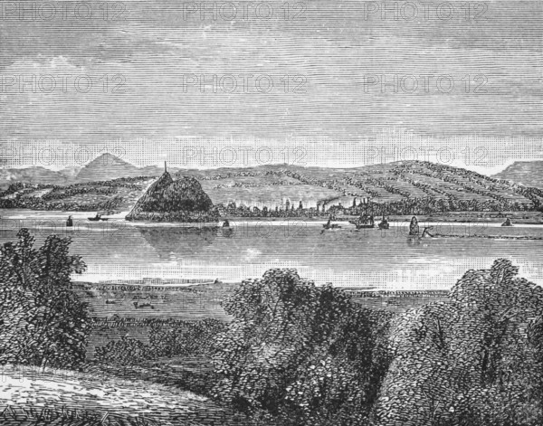 The Clyde opposite Dumbarton Castle, c. 1870, Strathclyde, Scotland, digital reproduction of a