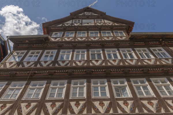 The Bürgersche Haus from 1639, symmetrical half-timbered house with attached dwarf house, Bad