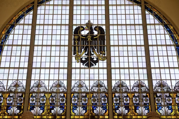 A stained glass window in the railway station with an imperial eagle is a reminder of the imperial