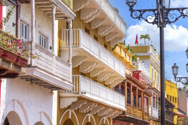 Columbia, Unesco site, colorful Cartagena Walled City Cuidad Amurrallada in historic city center