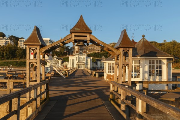 View from the pier to the town centre of Sellin, Island of Rügen, Mecklenburg-Western Pomerania,