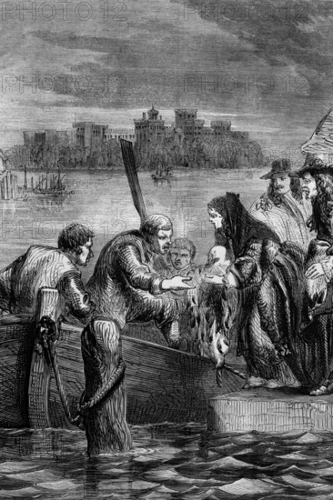 The flight of Queen Mary, the second woman of King James II of England, James II, (14 October 1633