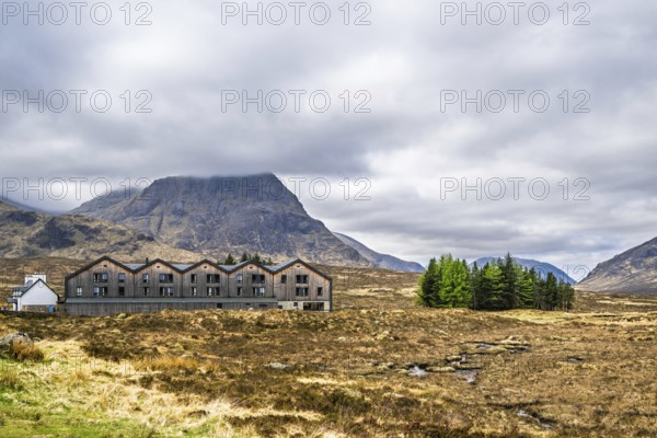 Mountains and Moors over Glen Etive Valley, Glencoe, Highlands, Scotland and Buachaille Etive Mòr,
