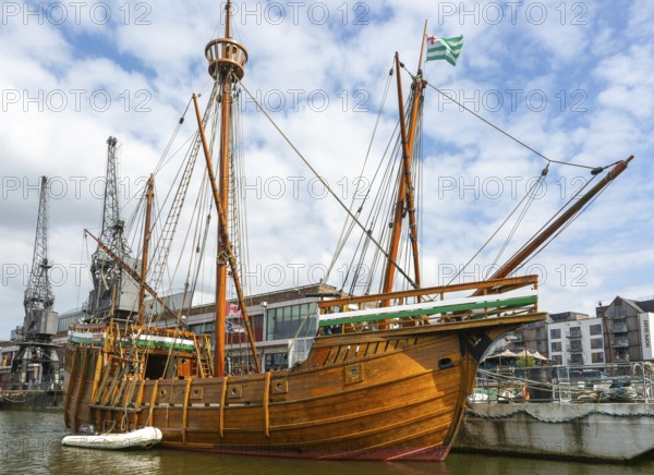 The Matthew of Bristol replica ship at quayside of the M Shed museum, Floating Harbour, Bristol,