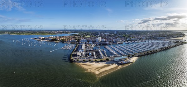 Panorama of Marina and Beach in Arcachon from a drone, Arcachon, Gironde, France, Europe