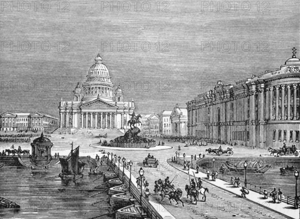 The Cathedral, Senate Building, St Isak Square, St Petersburg, around 1870, Russia, digital