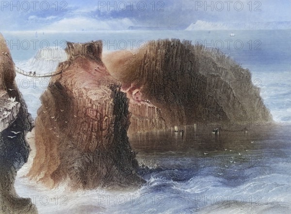 Carrick-A-Rede, County Antrim, Ireland, from the Landscape and Antiquities of Ireland, 1841,