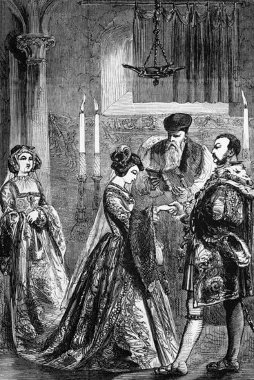 The marriage of Henry VIII and Anne Boleyn on 25 January 1533. On 23 May 1533 Thomas Cranmer