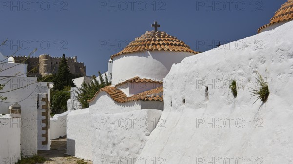 Church of Agia Kioura, White church with terracotta roof and historic charm, Church, Monastery of
