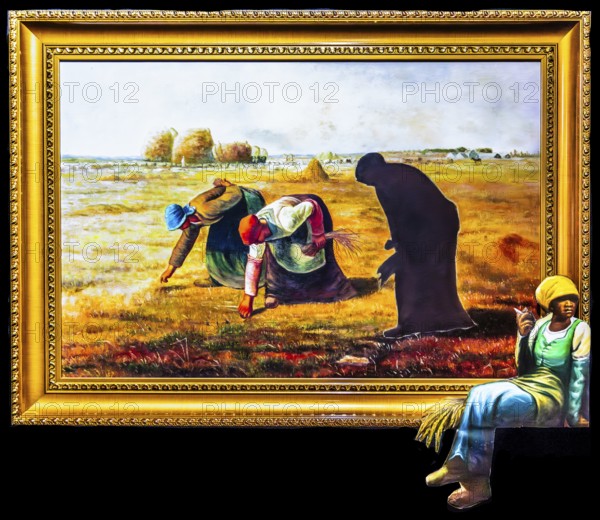 Banksy - The Gleaners, Jeans-Francois Millet, cigarette break while reading a book, 2008,