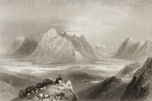 Scene from Cloonacartin Hill, Connemara, Ireland, from the Landscape and Antiquities of Ireland,