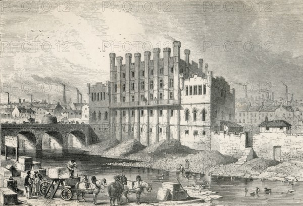 Exterior view of the Castle Grinding Mill, Sheffield, South Yorkshire, England in the 19th century.