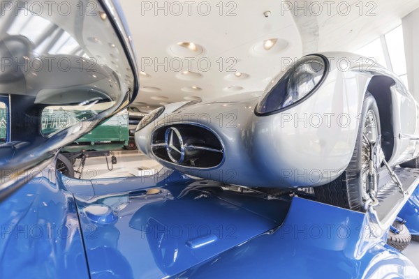 Mercedes-Benz racing car fast transporter from 1955 with 300 SLR racing car. The Mercedes-Benz