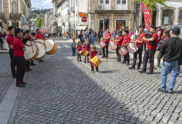 Political rally and march for May Day in city of Guimaraes, Braga district, northern Portugal,