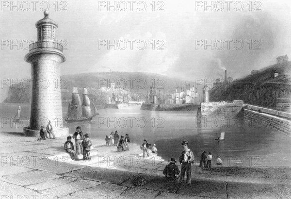 Harbour of Whitehaven, Cumbria, England in the 19th century. From the Cyclopaedia of Useful Arts