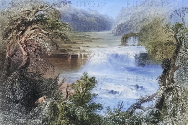 Salmon Leap near Leixlip, County Kildare, Ireland, from the Landscape and Antiquities of Ireland,