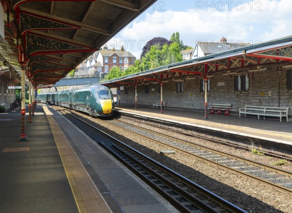 GWR British Rail Class 800 Inter City Express train at Teignmouth railway station, south Devon,