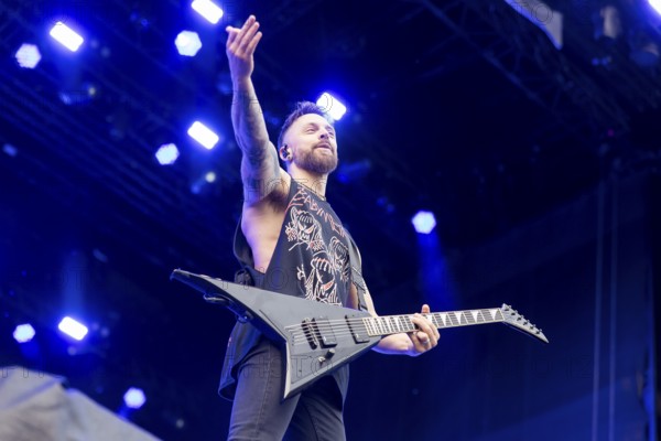 Matthew Tuck, singer of Bullet for My Valentine at the Rock am Ring Festival on Saturday,