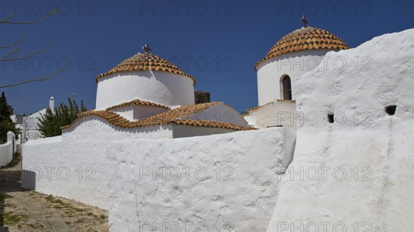 Church of Agia Kioura, White church with domed roof in densely built-up area, Church, Chora, World