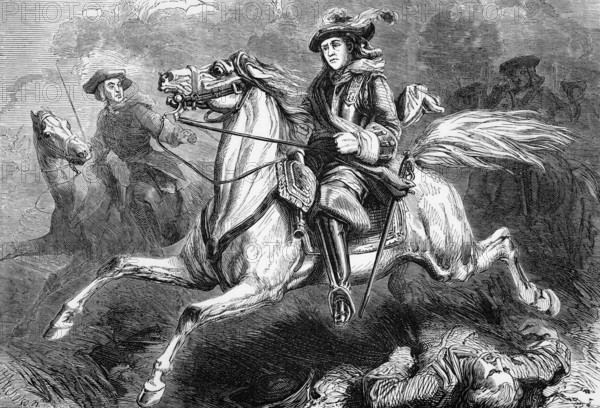 George II at the Battle of Dettingen, which took place on 27 June 1743 during the War of the