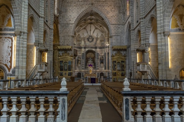 Evora, Portugal - 24 March, 2022: view of the altar in the Church of San Francisco in Evora