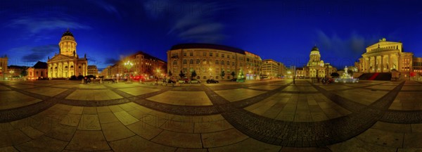 A 360 degree panorama of Berlin's Gendarmenmarkt. On the left the German Cathedral, in the middle