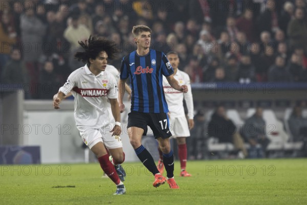Football match, Charles DE KETELAERE Atalanta Bergamo and Anrie CHASE VFB Stuttgart look excitedly