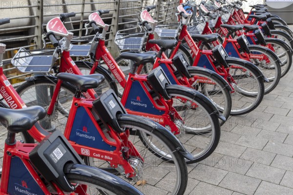Symbolic image mobility, traffic turnaround, local transport, city bike, Deutsche Bahn rental bikes