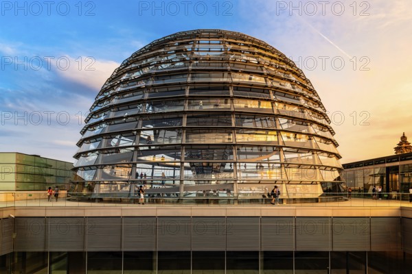 Berlin, Germany, July 28, 2019: View of the dome of Reichstag building, seat of the German