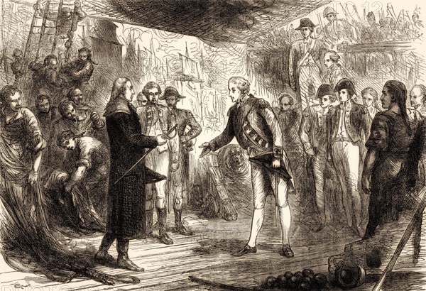 Admiral De Winter, commander of the Dutch fleet, surrendering of Adam Duncan on 11 October 1797,