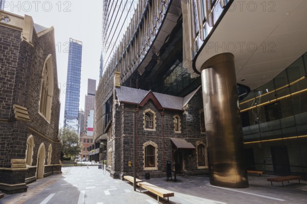 MELBOURNE, AUSTRALIA, MARCH 26, 2023, Architectural details in Melbourne's Wesley Place and the