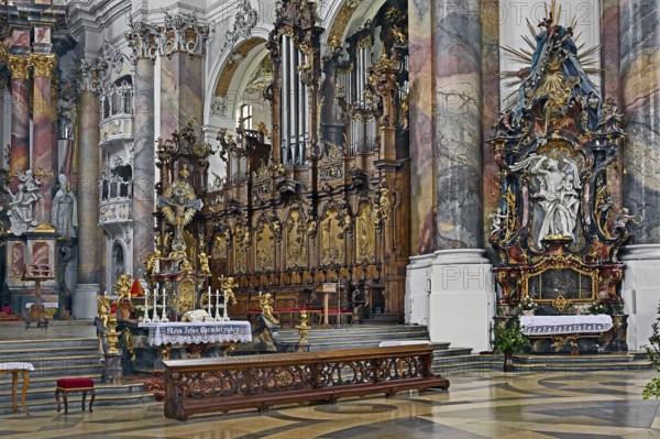 Choir stalls with side organ, Basilica of St Alexander and St Theodor, Ottobeuren Monastery,