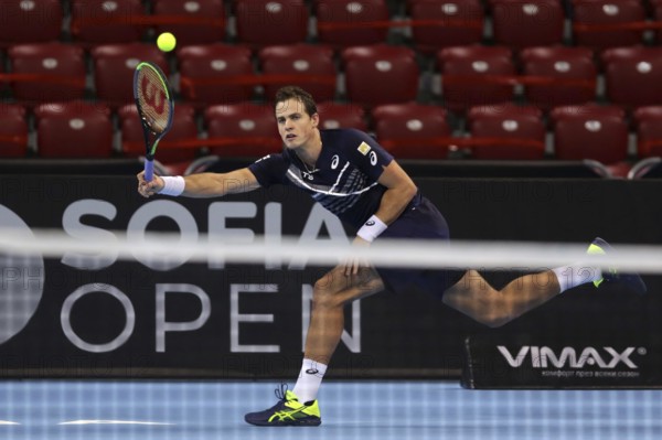 Sofia, Bulgaria - 14 November, 2020: Canada's Vasek Pospisil in action during his final match