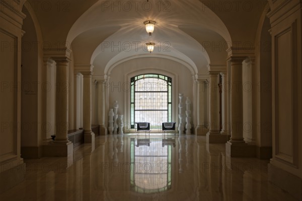 Interior view, Window, Cercle Municipal, Place dArmes, Luxembourg City, Luxembourg, Luxembourg,